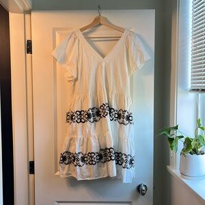 White and black embroidered sundress